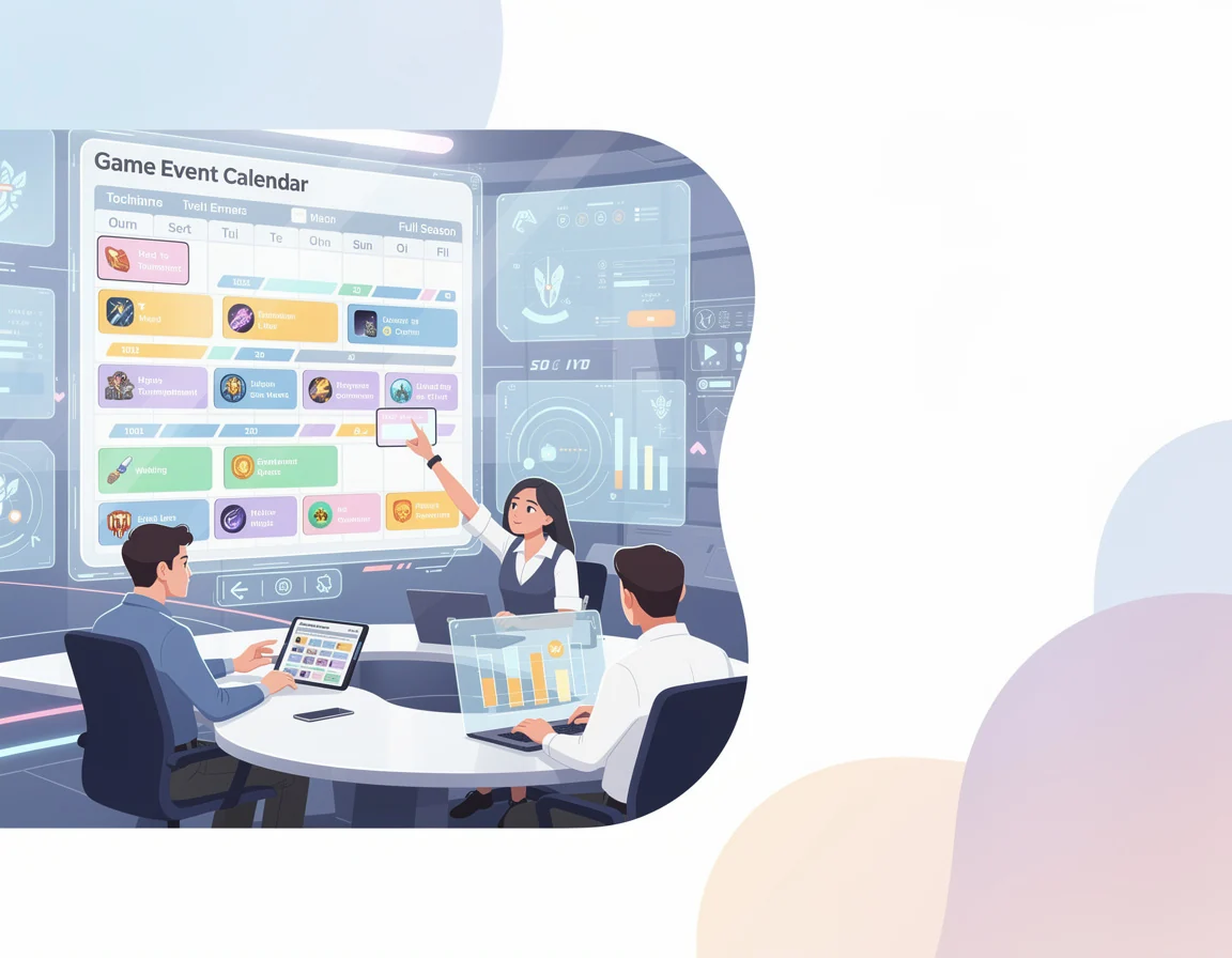 Ilustrasi Cara membuat kalender event game selama satu musim untuk pusat operasi event game dengan reward governance transparan