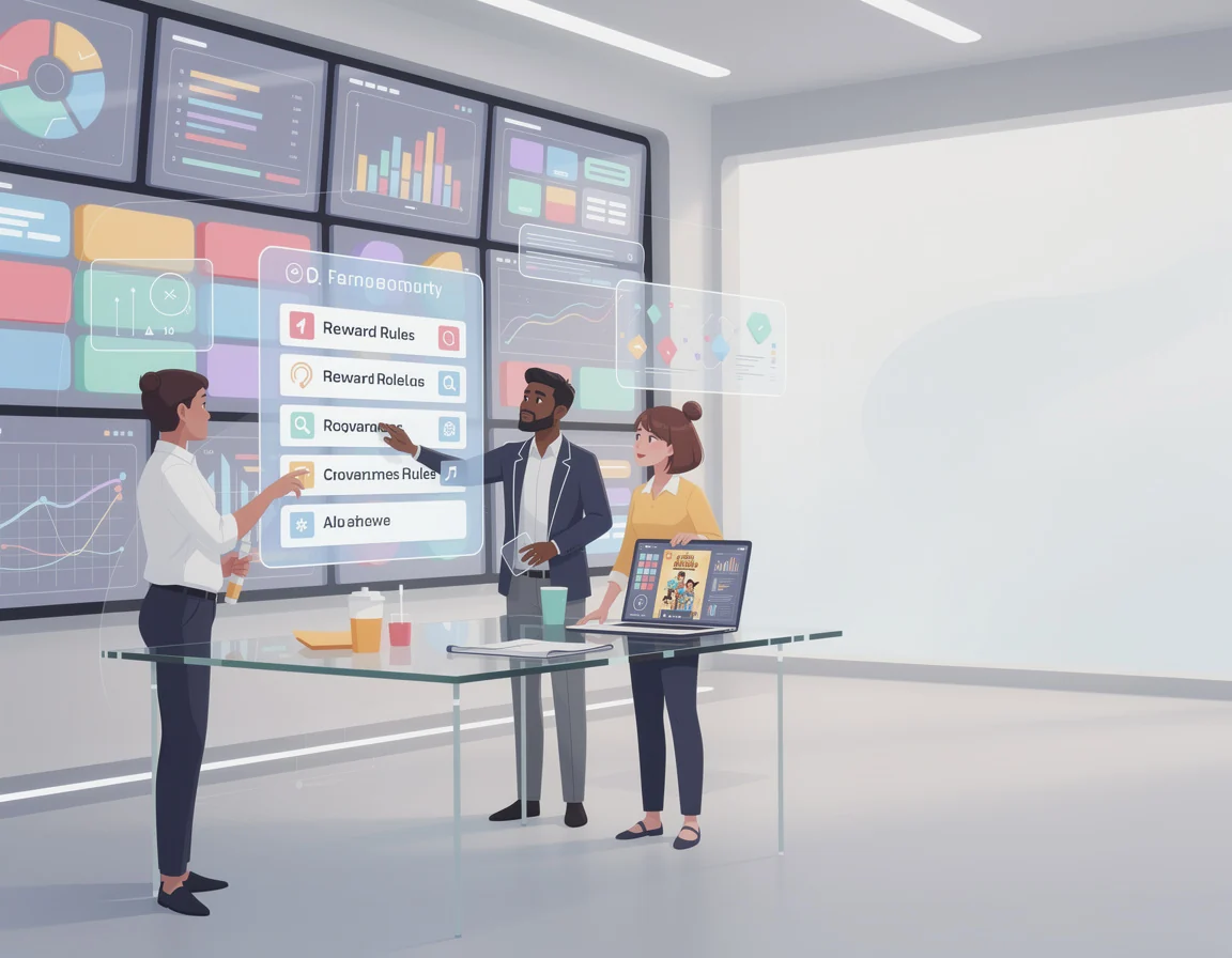 Ilustrasi Checklist reward governance sebelum poster event naik untuk pusat operasi event game dengan reward governance transparan